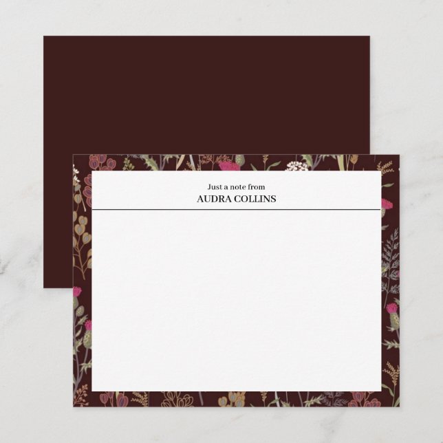 Elegant Burgundy Flower Pattern Custom Greeting Card (Front/Back)