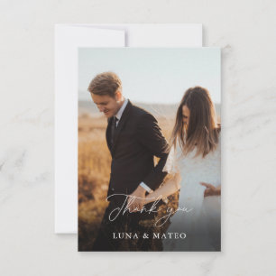 Elegant Burgundy Flower Photo Wedding Thank you Card