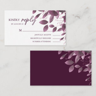 Elegant Burgundy Forest Leaf Wedding RSVP  Enclosure Card
