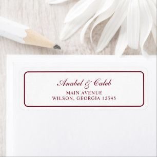 Elegant Burgundy Frame Wedding Return Address Label