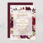 Elegant Burgundy Gold 70th Birthday Invitation<br><div class="desc">More floral watercolor Birthday Invitations in the Little Bayleigh Store!</div>