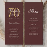 Elegant Burgundy Gold 70th Birthday Program Menu<br><div class="desc">Elegant "Birthday Party Program" design with a sophisticated script typography w/ custom text.</div>