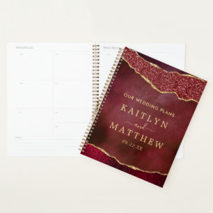 Elegant Burgundy & Gold Agate Wedding Planner