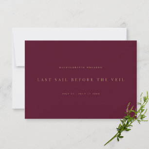 Elegant Burgundy & Gold Bachelorette Weekend Card