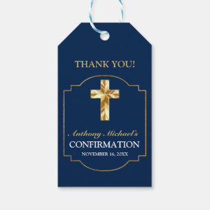 Elegant Burgundy Gold Boys Confirmation Gift Tags