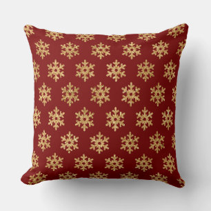Elegant Burgundy & Gold Christmas Pillow – Luxury