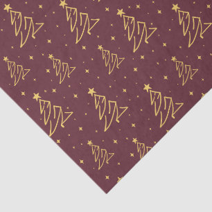 Elegant Burgundy Gold Christmas Tree Pattern Tissue Paper