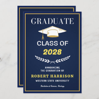 Elegant Burgundy Gold College Graduation Party Invitation
