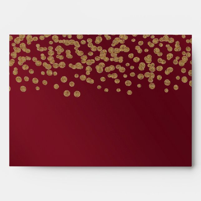 Elegant Burgundy & Gold Confetti Envelopes (Front)