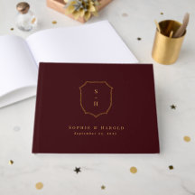 Elegant Burgundy & Gold Crest Monogram Wedding