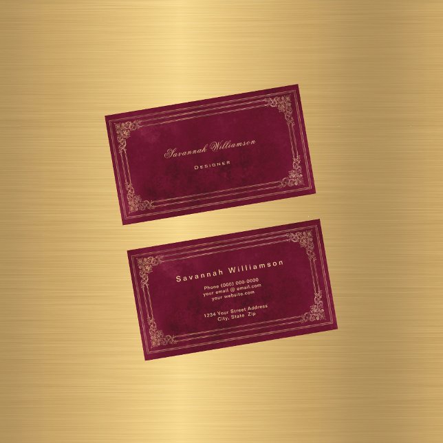 Elegant Burgundy Gold Customisable Business Card (Creator Uploaded)