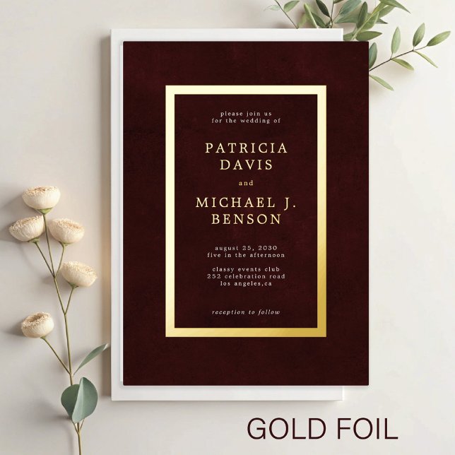 Elegant burgundy gold foil typography wedding (Creator Uploaded)