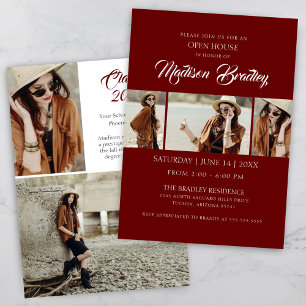 Elegant Burgundy & Gold Graduation Invitation