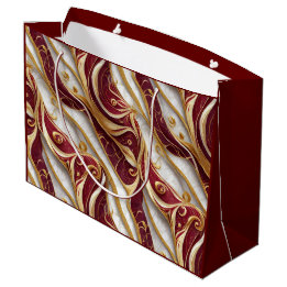 Elegant Burgundy & Gold Marble Large Gift Bag