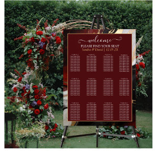 Elegant Burgundy Gold Marble Wedding Seating Chart