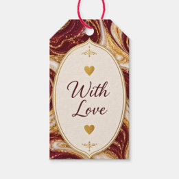 Elegant Burgundy & Gold Marble With Love Gift Tag