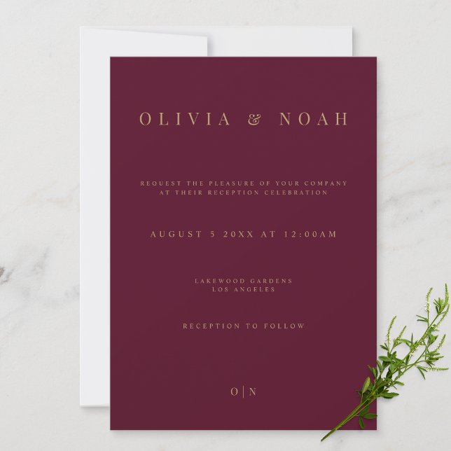 Elegant Burgundy & Gold Reception Invitation Card (Creator Uploaded)