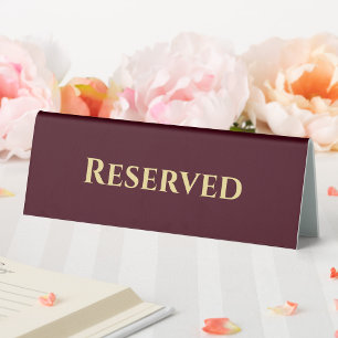 Elegant Burgundy Gold Reserved Restaurant Event