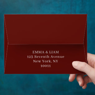 Elegant Burgundy Gold Return Address Flap Envelope