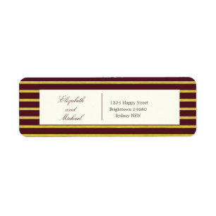 Elegant Burgundy Gold Return Address Label