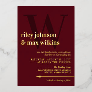 Elegant Burgundy & Gold Typography Arrow