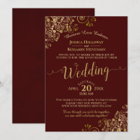 Elegant Burgundy & Gold Virtual Wedding Livestream