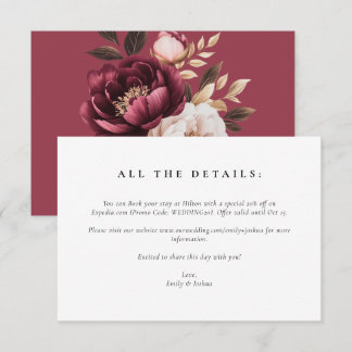 Elegant Burgundy Gold Wedding Enclosure Card