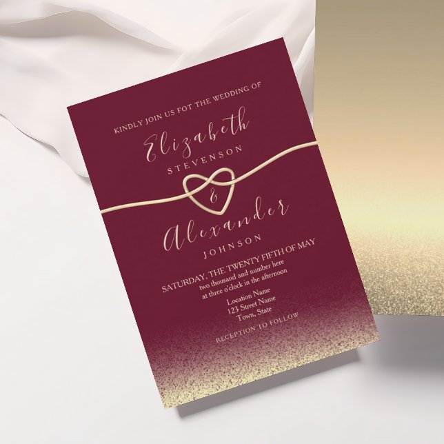 Elegant Burgundy Gold Wedding Invitation (Creator Uploaded)