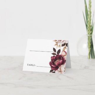 Elegant Burgundy Gold Wedding Place Cards
