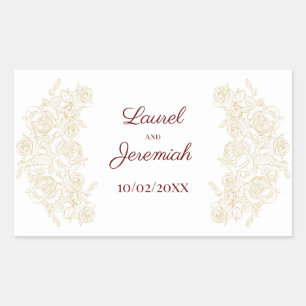 Elegant Burgundy & Golden Roses Sticker
