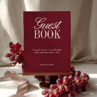 Elegant Burgundy Guest Book Wedding Tabletop Sign
