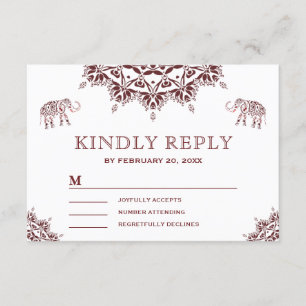 Elegant Burgundy Henna Indian RSVP