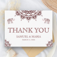 Elegant Burgundy Henna Indian Wedding Thank You