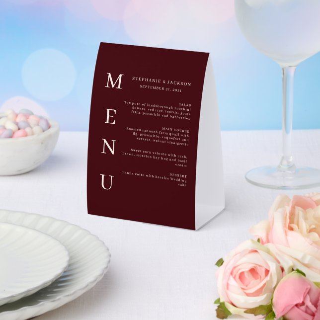 Elegant Burgundy & Ivory Wedding Bar Menu  (Insitu(Wedding))