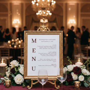 Elegant Burgundy & Ivory Wedding Bar Menu Poster