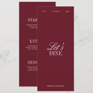 Elegant Burgundy & Ivory Wedding Dinner Menu Card