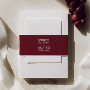 Elegant Burgundy & Ivory Wedding Invitation Belly Band