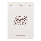 Elegant Burgundy & Ivory Wedding Table Number