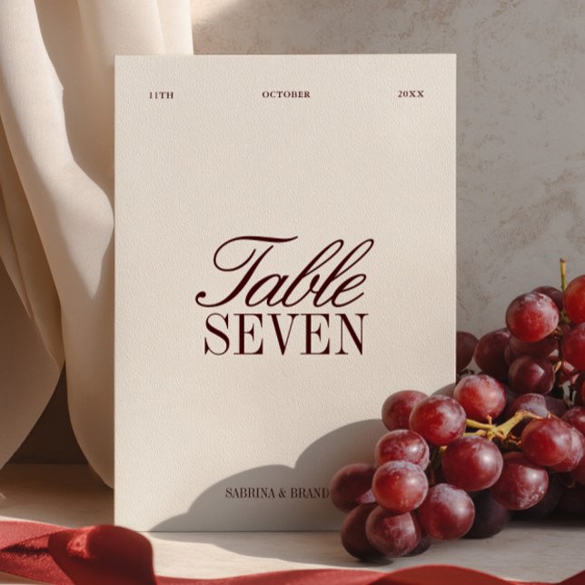 Elegant Burgundy & Ivory Wedding Table Number (Elegant Burgundy & Ivory Wedding Table Number)