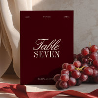 Elegant Burgundy & Ivory Wedding Table Number