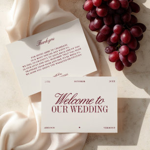 Elegant Burgundy & Ivory Wedding Welcome Card