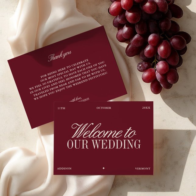 Elegant Burgundy & Ivory Wedding Welcome Card (Elegant Burgundy & Ivory Wedding Welcome Card)