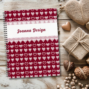 Elegant Burgundy Lace White Hearts Notebook