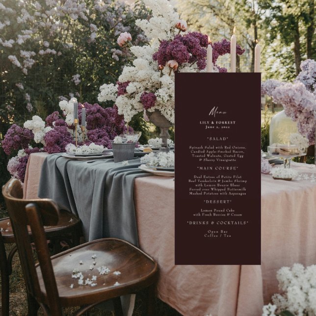 Elegant Burgundy Long Wedding Menu (Creator Uploaded)