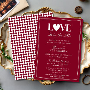 Elegant Burgundy Love Is in the Air Bridal Shower Invitation