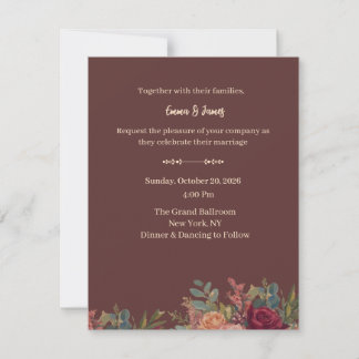 Elegant Burgundy Luxury Wedding Invitation