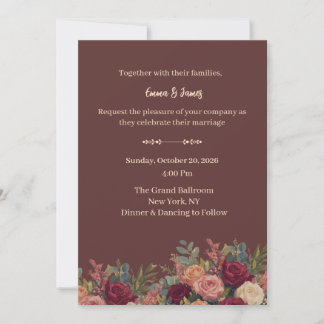 Elegant Burgundy Luxury Wedding Invitation