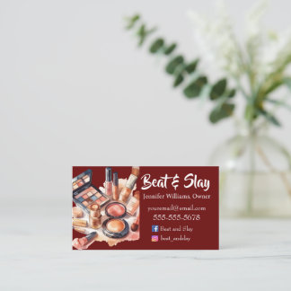Elegant Burgundy Make-Up Artist Business Card
