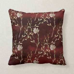 Elegant Burgundy Marsala Floral Cushion