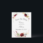 Elegant Burgundy Marsala Succulents Wedding Save Save The Date<br><div class="desc">This design is a beautiful presentation of simple succulents in burgundy colours that make this “Save the Date” design so elegant. Vines and leafy greens give this a romantic feel. The burgundy succulents blend perfectly with the pretty burgundy and white stripe pattern on the back. Simply lovely for any season....</div>